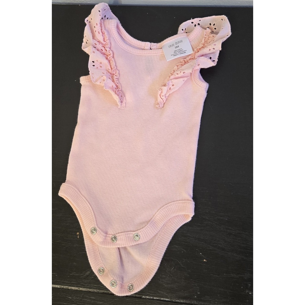 Lot Of 4 Infant Girl's SZ 3 Month OneZs And Dress Spring/Summer Okie Dokie - Picture 5 of 15
